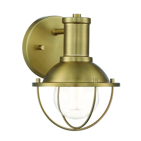 Designers Fountain Dalton 5.25in 1-Light Brushed Gold Industrial Indoor Wall Sconce with Metal Cage D243M-1B-BG